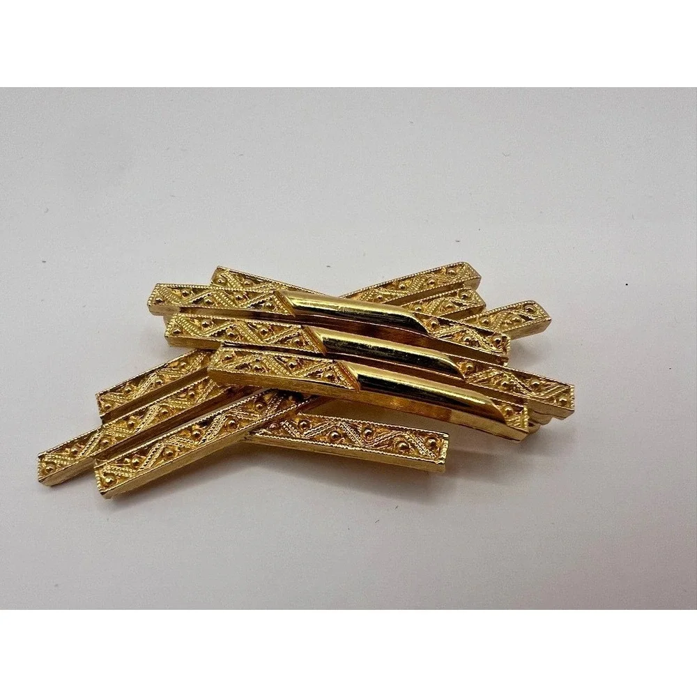 Monet Gold Brooch Abstract‎ Textured Bars Modernist Pin Vintage Signed Statement